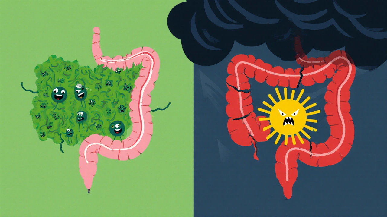 Healthy gut bacteria being wiped out by clindamycin, allowing dangerous C. difficile to spread.