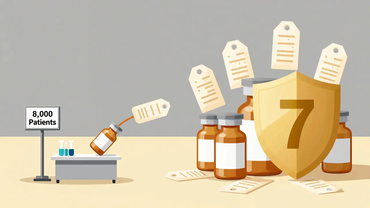 Small biotech drug entering a vast market protected by a seven-year exclusivity shield.