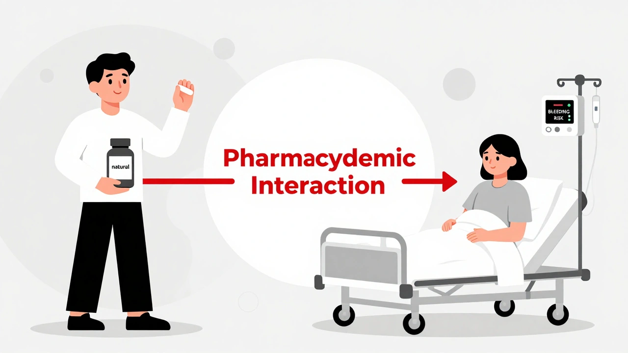 Split image showing safe herbal use vs. hospital emergency due to drug interaction