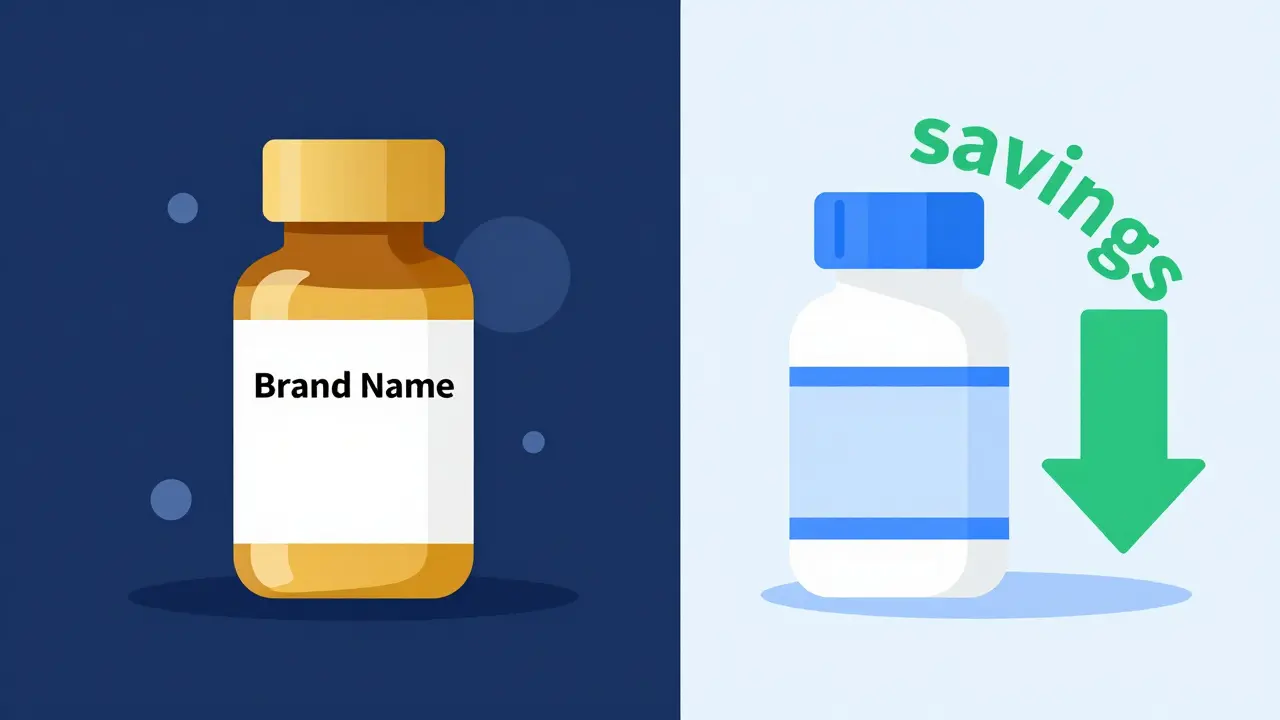 Comparison of expensive brand-name vs affordable generic medicine bottles