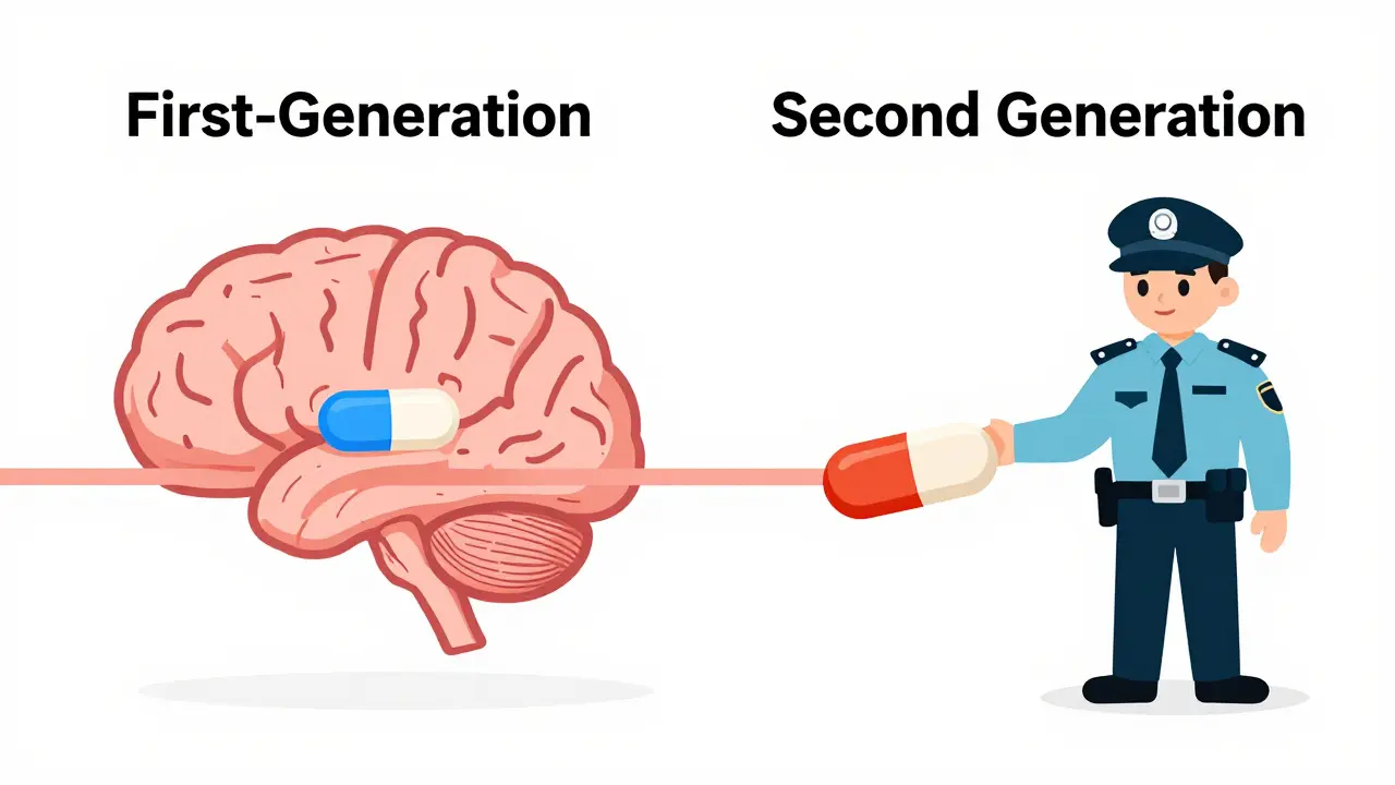 Comparison of pills crossing or being blocked by the blood-brain barrier