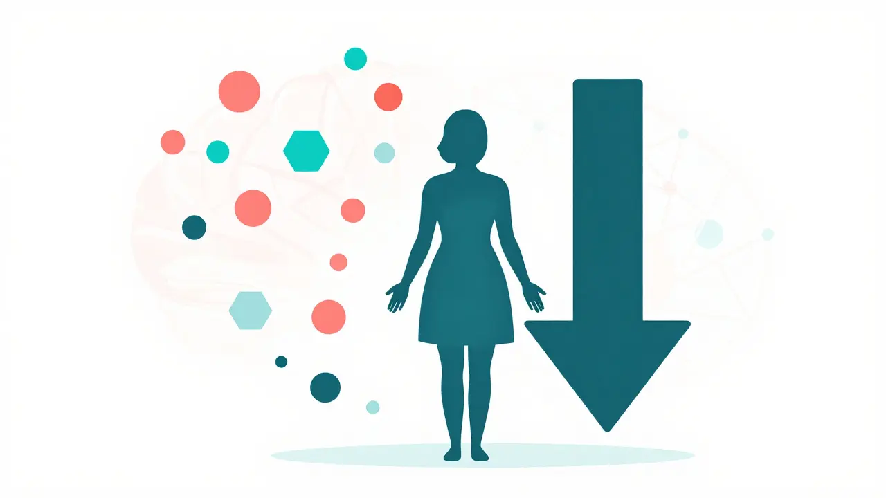 Conceptual flat design showing hormonal drops affecting mood after birth