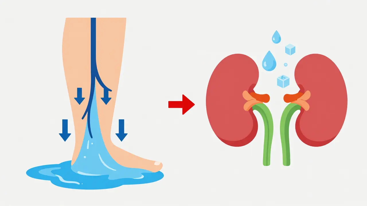 Illustration comparing vasodilation and sodium retention causes