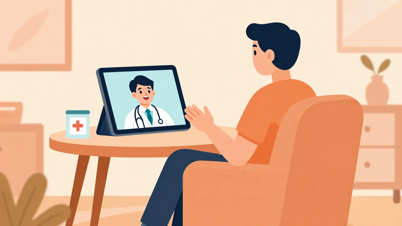 Person using telemedicine app for mental health consultation