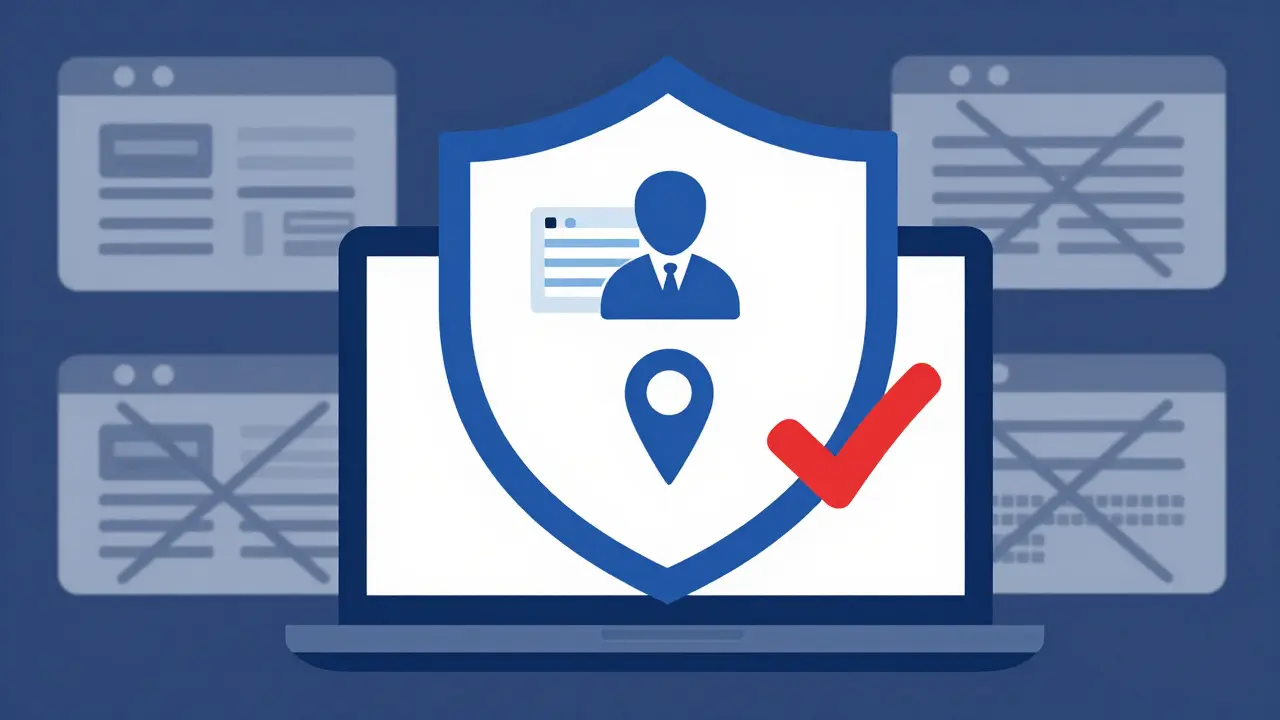 Shield icon verifying safe online pharmacy practices