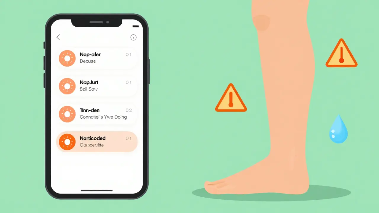Phone alarms for meds and leg swelling warning signs