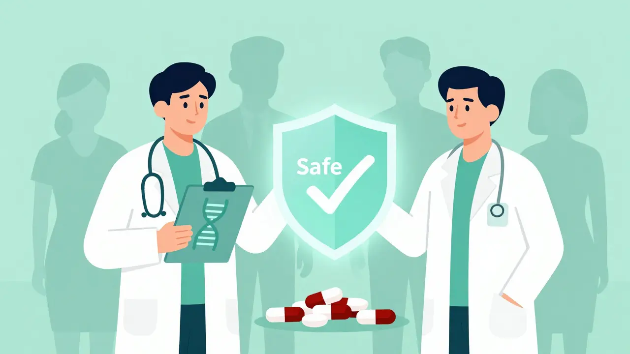 Doctor and patient discussing genetic testing for safe meds
