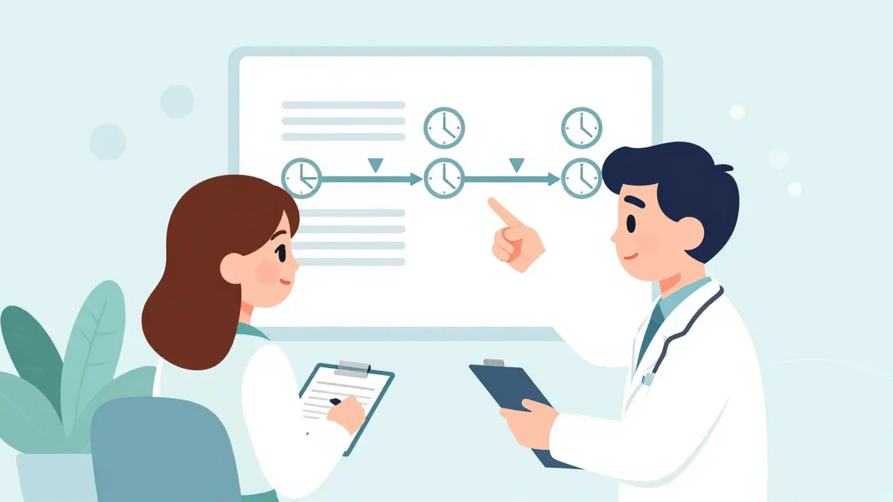 Doctor explaining allergy diagnosis timelines to a patient