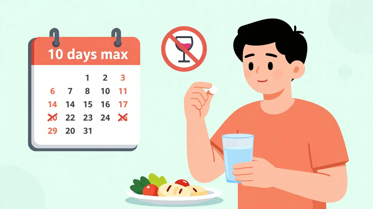 Flat design illustration of safe NSAID use with food and water