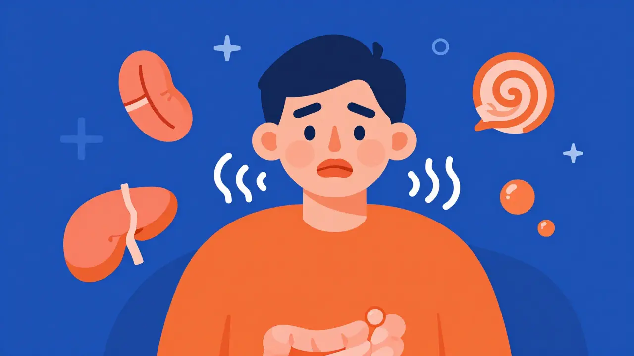 Illustration of a person suffering from severe allergic reaction symptoms