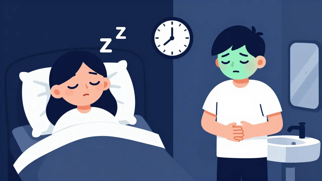 Illustration showing drowsiness and nausea side effects